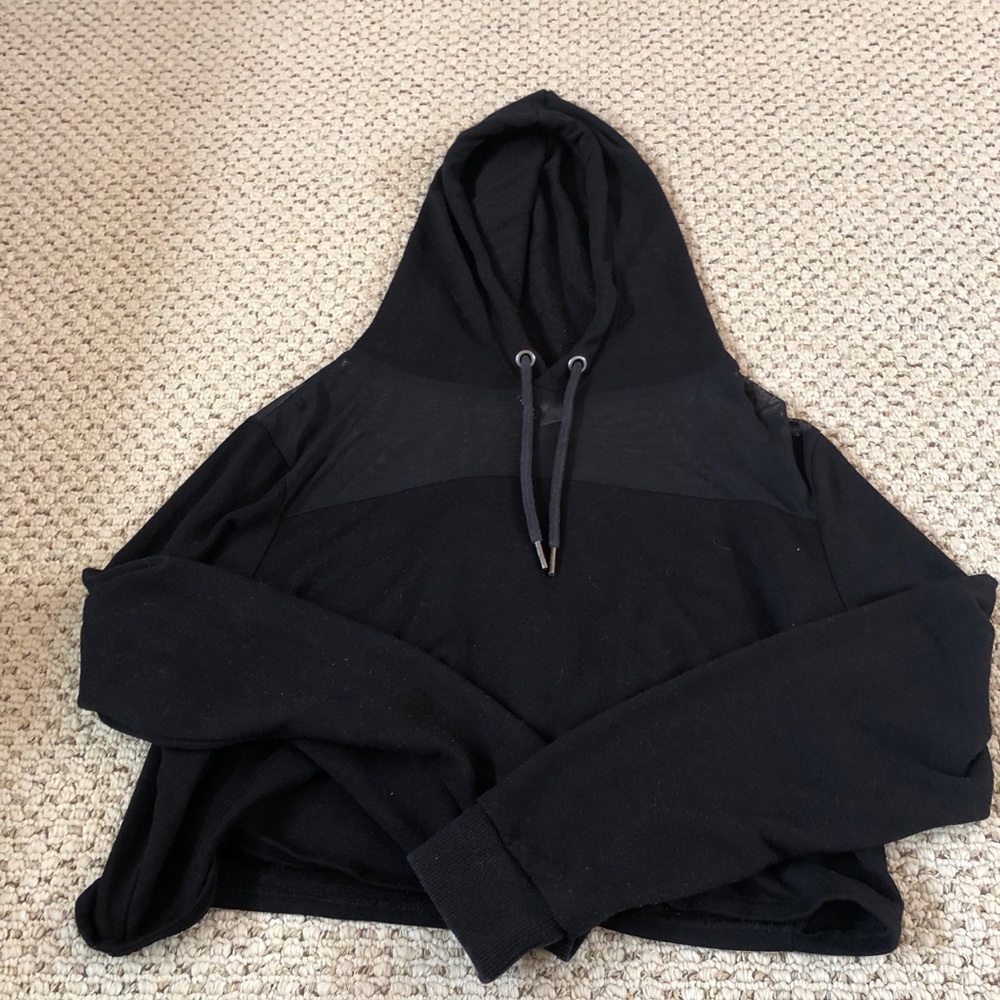 H&M Black cropped mesh hoodie